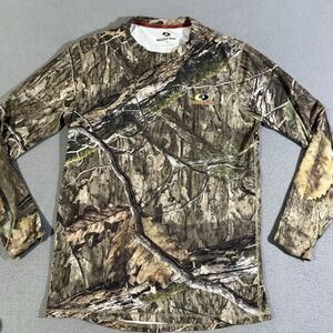 Mossy Oak Camo Long Sleeve Pullover‎ Shirt Mens Medium Camouflage Hunting Jersey